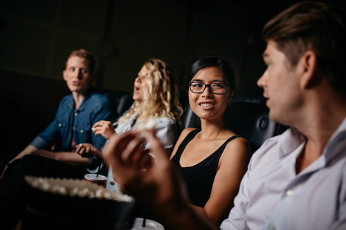 Group of people in multiplex theater