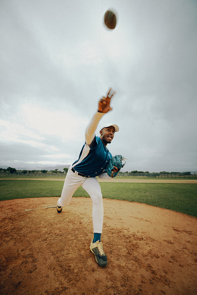 Dynamic motion of a baseball pitcher captured in action during a game