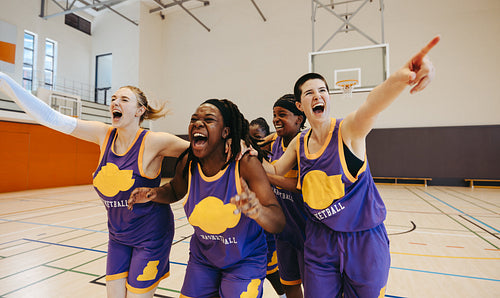 Victory secured: Female team erupts in joy after final buzzer