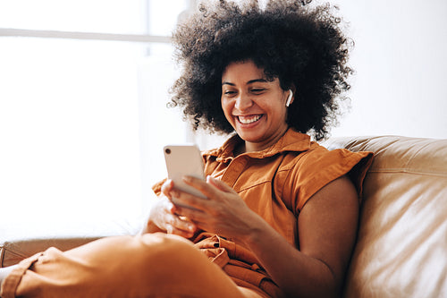 Businesswoman having a video call on a smartphone