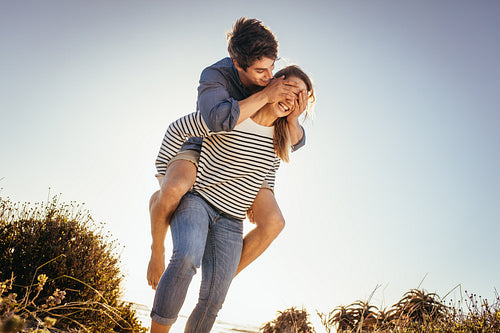 Couple having fun on the beach