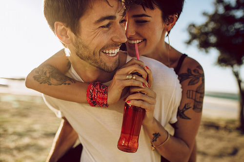 Couple enjoying themselves outdoors