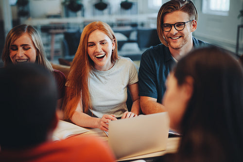 Group of student smiling during group study