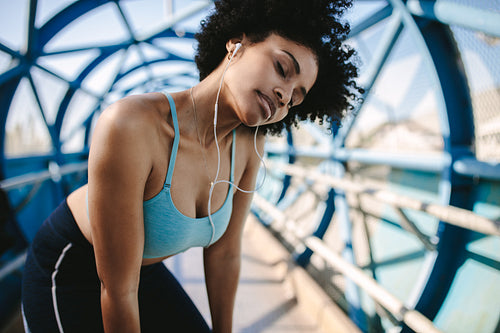 Woman stretching during workout
