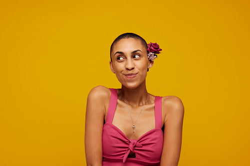 Beautiful woman looking away