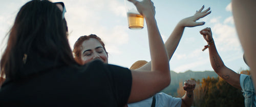 Group of friends enjoying a music festival