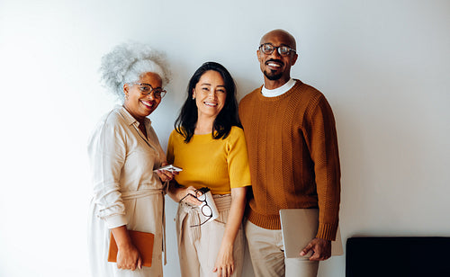 Shared purpose: Coworkers stand together after aligning on priorities