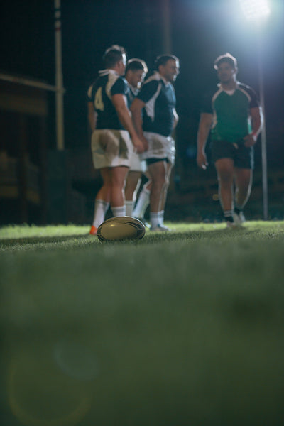 Ball on ground during rugby match