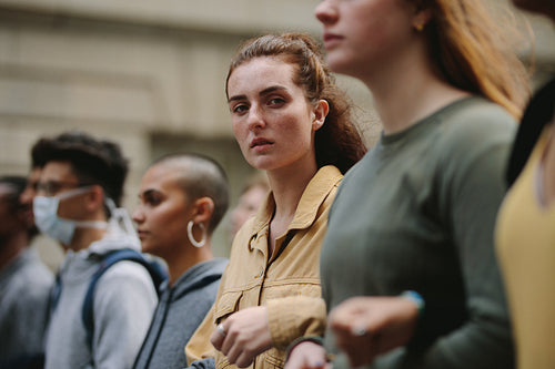 Group of activists in protest picket