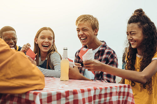 Teenage friends having fun outdoors