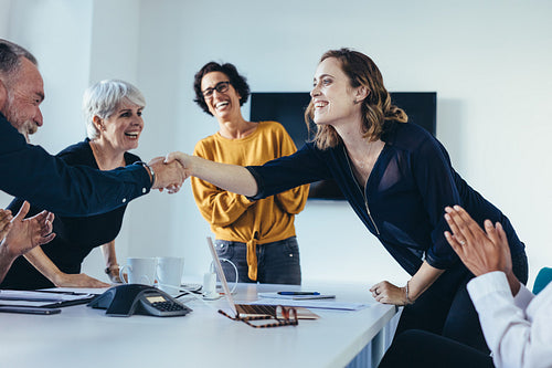 Businessman appreciating the best performer