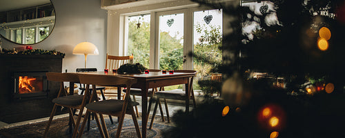 Family home decorated for Christmas eve