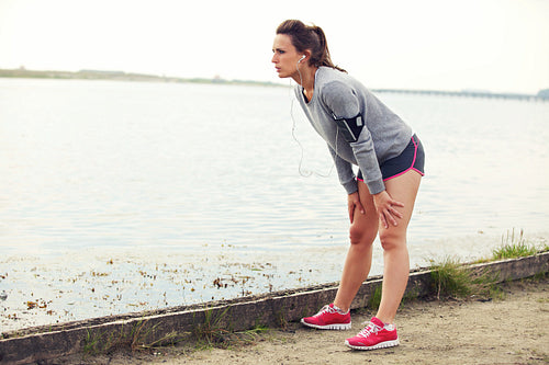 Woman Resting After Running