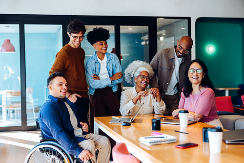Business meeting with diverse team at office