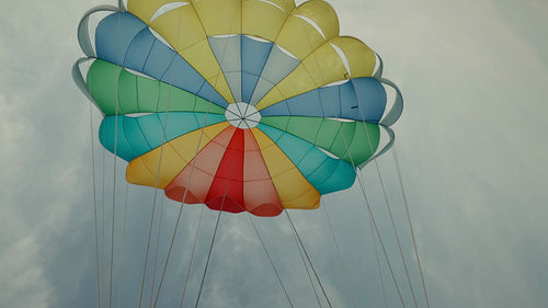 A first person point-of-view of parasailing over the vast ocean