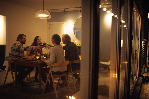 Christmas dinner in warm and cozy scandinavian home