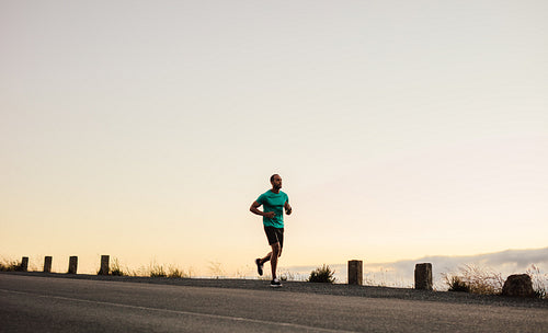 Man running on road