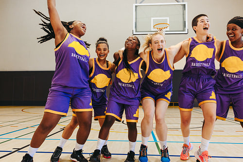 Power on the court: Female basketball team celebrates a hard-earned victory