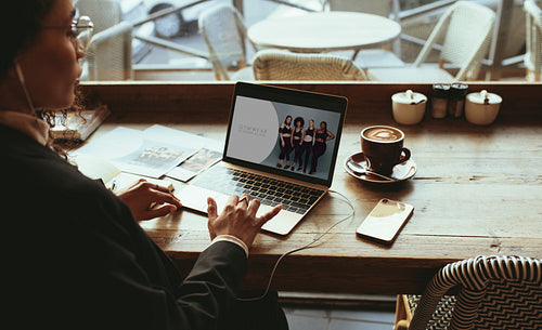 Businesswoman preparing an advertisement campaign