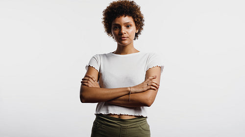 Portrait of a curly haired woman