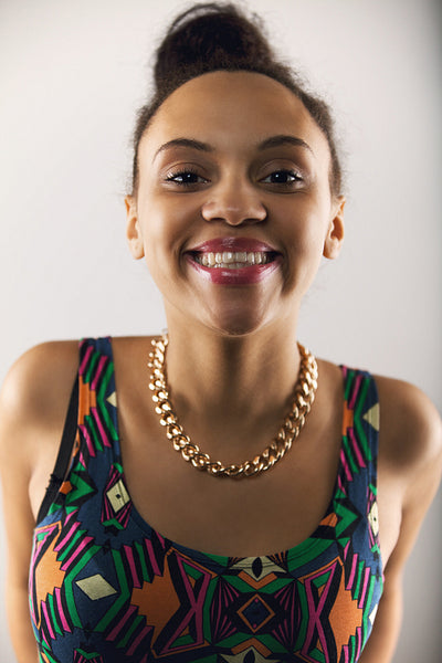 Pretty young woman making a funny face