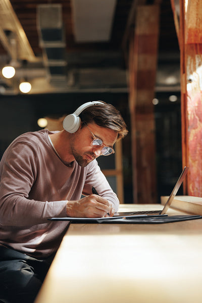 Male web designer working on a project in a coworking space