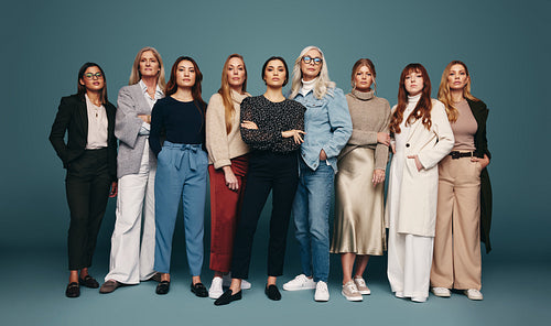 Diverse women feeling empowered in a studio