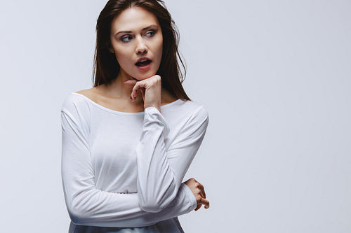 Attractive woman looking away at copy space