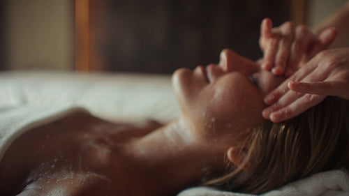 Woman enjoys relaxing facial massage for ultimate rejuvenation and wellness at a luxury spa