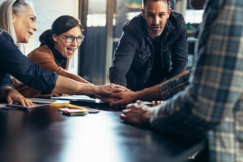 Business team showing teamwork and unity