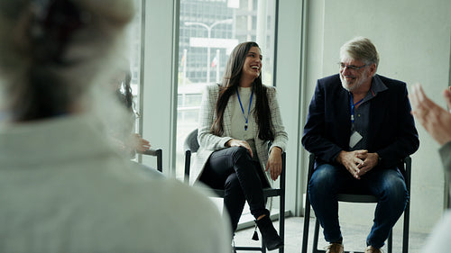 Business professionals engaged in an interactive session