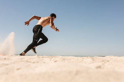 Man running on the beach