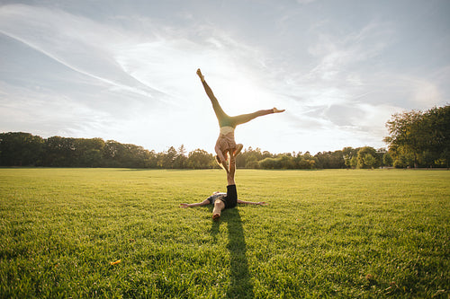 Acrobatic balance at the park