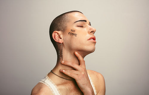 Gay man with sensuous expression