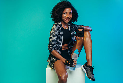 Fitness woman taking a break from workout