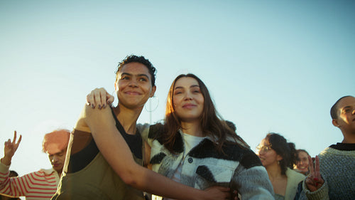Youthful crowd showing unity
