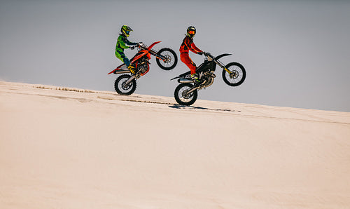 Displaying dirt biking skills