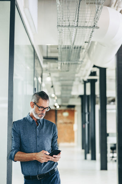 Mature businessman using a mobile phone in an office
