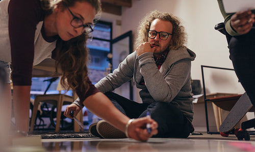 Tech startup team working on new project