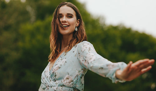 Pretty girl enjoying and having a great time at the park