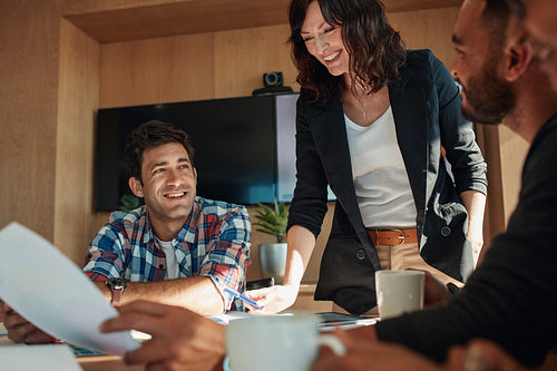 Business people discussing in meeting room at startup