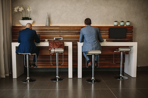 Business people at cyber corner in international airport