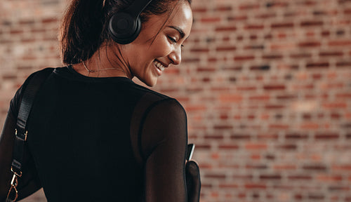 Smiling woman at health club