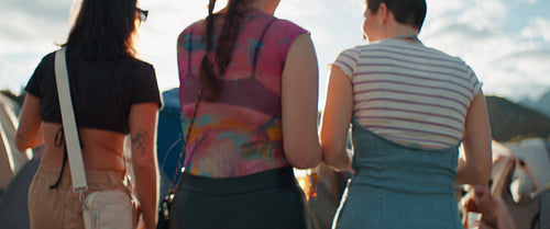 Group of friends enjoying a music festival