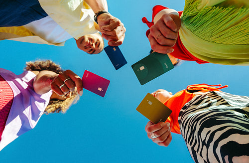 Payment card lifts finance ideas into the sky for students outdoors