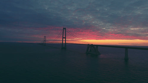 Long suspension bridge on sea