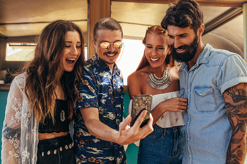 Group of friends taking selfie picture