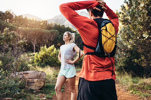 Runners relaxing after a long run