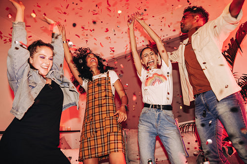 Friends having fun at a house party