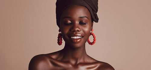 Glamorous woman with her eyes closed